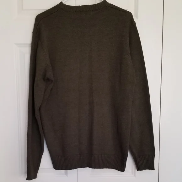 Oscar De La Renta olive green cotton blend long sleeve cable knit sweater SZ Med - Picture 2 of 4